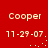 Red background with white text 'Cooper' and date '11-29-07', two of dots animate sequentially from top to bottom