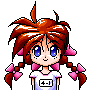 Pixel art character with brown braided pigtails and pink bows, wearing a white shirt with '4-1' text, showing four distinct facial expressions across observations.