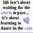 Text-based icon with black and blue lettering on white background, featuring a purple heart symbol next to the phrase "Life isn't about waiting for the storm to pass... It's about learning to dance in the rain.".