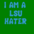 A static contact sheet of six frames showing a green background with blue pixelated text reading "I AM A LSU HATER FOR LIFE ROLL WAVE" arranged in 3x2 grid layout.