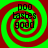 Four identical spiral patterns with red and green concentric rings, each containing the text "poo tastes good" in black pixelated font.