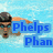 Pixelated image of a character with brown hair and glasses holding an orange object against a light blue background with blue text reading 'phelps phan'.