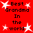 Red background with black text reading 'Best Grandma In the world' repeated four times, surrounded by white starburst shapes. The stars animate to change position and size across frames.