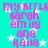 Cyan background with white stars and repeated pink text reading "my brtls sarah emily ana kaila" in a pattern