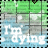 Animated contact sheet of 8 frames showing a pixelated icon with green grass, gray sky, and blue water background where text 'I'm dying' appears in white over the water layer while small heart symbols move across the top layer.