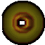 Animated sequence of a yellow and brown circular object transforming into a stylized letter D, then reversing back to the circle.