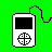 Pixel art buddy icon featuring two white iPod-like devices on a bright green background with musical notes and text reading "Ipod FREAK!".