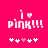 Pixelated pink background with white text 'i ♡ PINK!!!' and five small symbols below, two versions showing animation changes in symbol positions.