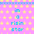 Pixelated pink background with yellow stars and blue text reading "im a risin star" repeated in three