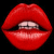 Red lips with visible teeth and red pixelated text reading 'Rocky Horror Picture Show' on a black background.