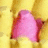 A four-quadrant with yellow and pink sections, displaying pixelated text 'omg' and 'peeps!!' on bright backgrounds