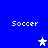 Blue background with four white 'Soccer' text blocks and three star icons in varying states.