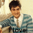 A person in a blue and white striped sweater and white shirt appears in three with text overlays reading "i love", "daniel", and "radcliffe<3"