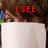 A four- shows a person with brown hair and blue eyes, with red text and white rectangles obscuring parts of the face