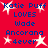 Red background with blue text and white stars, displaying repeated phrases 'Katie Puff LOVES Wade' and 'Ancorana 4ever' in a