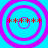 Four identical circular patterns with concentric rings on a cyan background, each containing red asterisks arranged in horizontal lines.