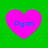 Four pink hearts on green background with blue text "Ryan" inside each heart.