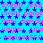 A static digital image with a bright blue background filled with repeating pink text and dark blue star symbols.