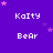 Purple background with repeating 'KaIty' and 'BeAr' text in white pixelated font, pink star shapes scattered across the scene.