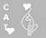 Pixelated grayscale image showing two distinct white shapes on a gray background, one resembling a stylized 'C' and the other an abstract form with angular lines.