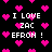 Black background with pink pixelated hearts and repeated white text reading "I LOVE ZAC EFRON !" in a pattern