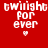 Red background with white pixelated text 'twilight for ever' and a small heart symbol below the text in four identical positions