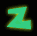 A green Z-shaped symbol with a yellow glow on black background, displayed in six positions showing varying intensity of the surrounding light effect