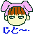 A 4x4 grid of pixel art frames showing a character with pink pigtails and brown hair, each frame displaying the same static face but varying blue text below it on a gray background.