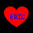Four red heart shapes with blue text "ERIC" on a black background, each showing different pixelation levels across observations.