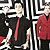 A 2x2 contact sheet of four animated frames from a Green Day-themed AIM buddy icon, showing band members and text elements in red, black, white, and gray color schemes.