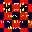 Yellow pixelated text repeats 'Spiderpig.. Spiderpig.. does we a spiderpigo spiderpig does.' on a red and dark blue checkered background with no visible animation changes.