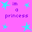 A static image with a bright pink background featuring repeated cyan star shapes and purple text reading "im a princess" in two