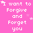 Pink background with repeated white pixelated text "I want to Forgive and Forget you" surrounded by small pink stars, some frames show a cursor near the text.