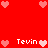 Red background with pixelated hearts and repeated 'Tevin' text in white, arranged symmetrically across the image.