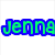 Pixelated text 'Jenna' in green with blue outline on white background, alongside a purple '6' with green outline on white background, and a softball graphic with 'Softball Playaa' text on black background.