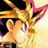 Pixelated anime-style character with spiky yellow hair and pink highlights on the right side, next to green text reading "Original Icons .com" on a dark green background.