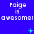 Blue background with repeated white text 'Paige is awesomer' and cyan symbols in a