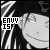25 identical anime-style character faces with black-and-white striped hair, each labeled 'ENNY IS' in red text above the head and 'God' below
