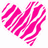 A pixelated heart shape composed of bright pink and white stripes on a plain background.
