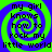 Four identical display a green and blue spiral background with black text reading "my girl knows how to rock my little world" in pixelated font