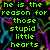 Pixelated green text on black background with colorful abstract shapes surrounding the words.