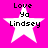 Four identical white star-shaped icons with black text "Love Ya Lindsey" on a bright pink background, arranged in two of two