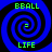 Four identical blue spiral patterns with black outlines, each containing green text 'BBALL' at top and 'LIFE' at bottom around a central equals sign.