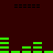 Green rectangular bars of varying heights arranged in horizontal on a dark red background, with black horizontal bars at the top and bottom edges