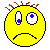 Yellow pixelated face with red spiky hair, blue eyes, and mouth changing between frown, open mouth, and tongue-out expressions across frames.