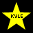 Four yellow star-shaped icons with the text KYLE inside each, arranged in a on black background