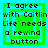 Green and cyan pixelated text icon with 'I agree with Caitlin Life needs a rewind button' over layered square borders.