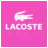 A static contact sheet of two identical frames showing a pixelated pink background with white Lacoste logo and text.