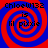 Four identical display a red and blue spiral background with black text reading 'ChloeW132 is lil pixie' in each