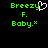 Green pixelated text on black background with a white heart symbol replacing the 'y' in Breezy, two versions shown side-by-side.